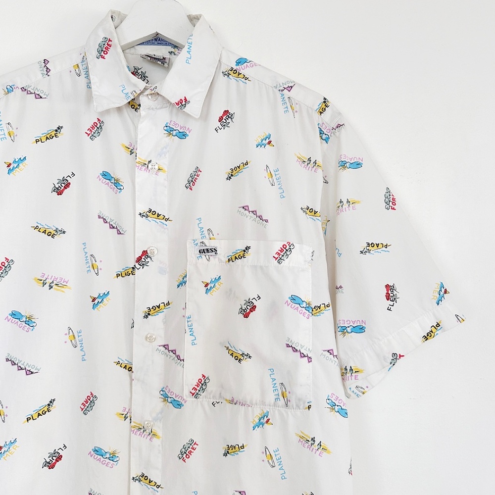 vintage french boxy cotton shirt guess georges marciano bode jacquemus unisex O